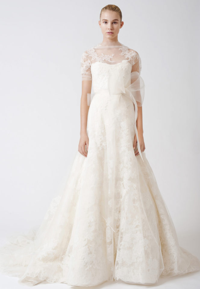 white by vera wang corded lace wedding dress