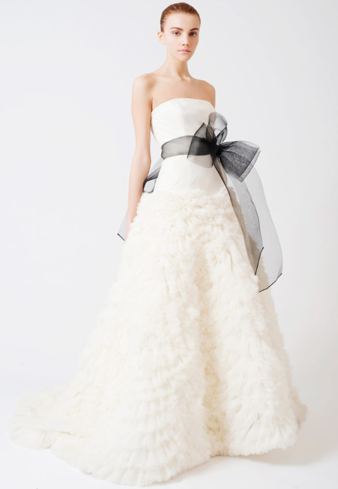 white by vera wang satin sash