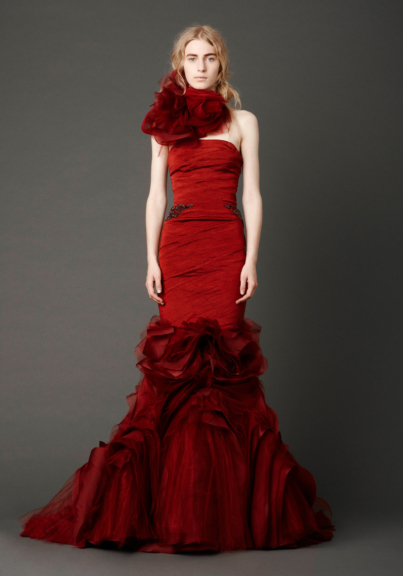 vera wang red wedding gown