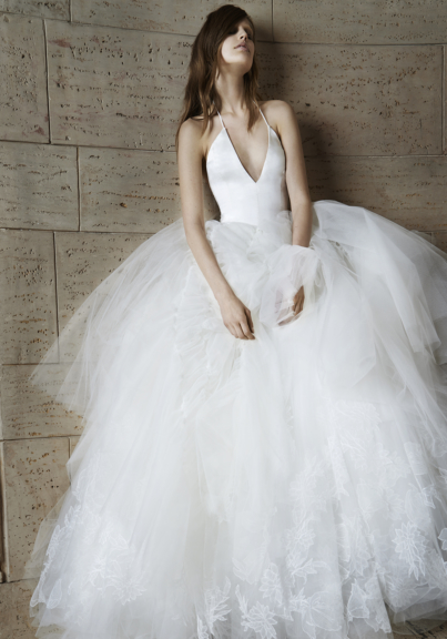 white by vera wang halter tulle wedding dress